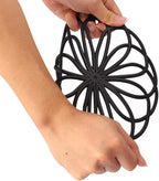 ME.FAN Silicone Trivet Mat - Kitchen Hot Pads for Pots & Dish - Insulated Teapot Trivet - Flexible, Durable, Non-Slip Large Coasters 3 Set Black