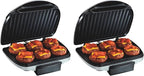 Hamilton Beach Electric Indoor Grill,6-Serving,Large 90 sq. in. Nonstick Easy Clean Plates,Floating Hinge for Thicker Foods,1200 Watts,6.38"D x 12.68"W x 13.78"H,Silver (25371),(Pack of 2)
