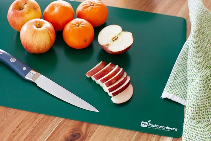 Restaurantware RW Base 18 Inch x 12 Inch Flexible Cutting Boards 1 Includes 4 Mats Cutting Mats For Cooking - Dishwasher-Safe Assorted Colors Plastic Cutting Board Set For Kitchen