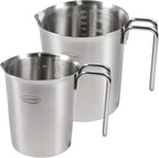 Newness 2-Pack Stainless Steel Measuring Cups Set, (3 Marking Including Cup/ML/Oz Scale) (2 & 3 Cup) Metal Measuring Cup with Handle For Prepping, Baking and Cooking, Dishwasher, Microwave Safe