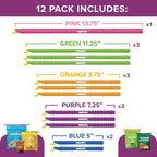 GripStic 12-Pack Assorted Bag Sealers – Airtight Reusable Chip Bag Clips for Food Storage, Freezer & Pantry Organization – Slide-to-Seal Rods for Snacks, Cereal, Coffee & Frozen Foods