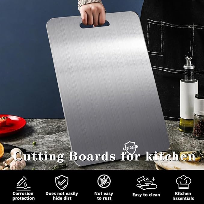 Titanium Cutting Board, 3 PCS Titanium Cutting Boards for Kitchen, Non Toxic, Double-Sided Food Grade Chopping Board for Outdoor Camping(15.6" x 11", 13" x 9.3", 11.8" x 7.8")