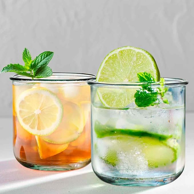 COURONNE CO. Clear Recycled Drinking Glass Tumbler, Perfect for Cocktails, Refreshments & Everyday Use, Restaurant Grade, Crafted without lead-based materials (10.1 Oz, Classico), Pack of 6