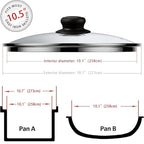 10.5 Inch Glass Lid for Frying Pan, Fry Pan, Skillet, Pan Lid, Fits Pot, Cast Iron Skillets 10.5", Clear