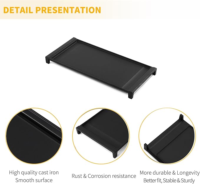 Allstare WB31X24738 Cast Iron Griddle Replacement Parts for GE Gas Stove Parts WB31X49806 Center Griddle Plate Adora 19.5" x 9" General Electric Gas Range Stove Top Griddle GE Cooktop Flat Top Pan