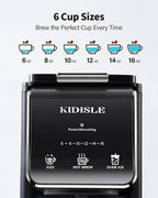 KIDISLE Hot & Iced Single Serve Coffee Maker for K Cup & Grounds, 6–16oz Brew Sizes, 40oz Water Tank, Reusable Pod Filter, Easy-to-Use for Home, Office, Dorm, Black