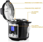 6 Quart Digital Electric Pressure Cooker – Stainless Steel Multi-Cooker with 14 One-Touch Programs, Locking Lid & Easy Clean Design