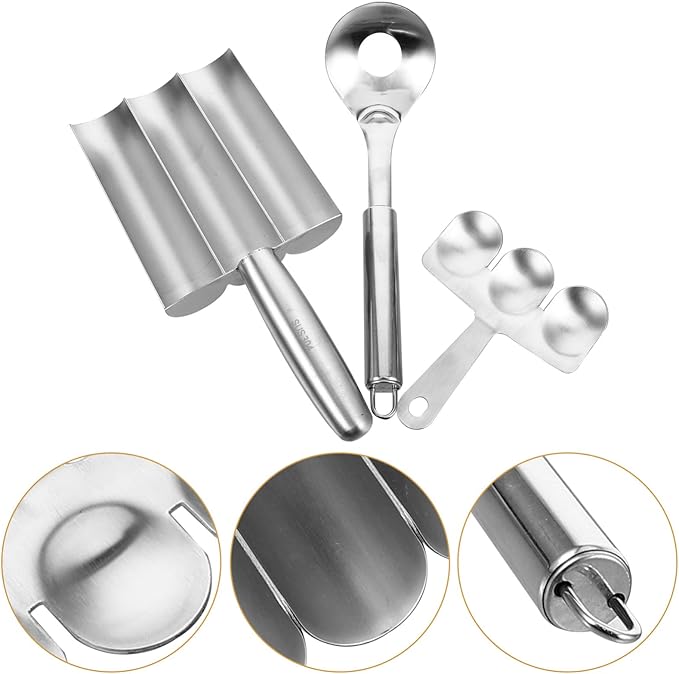 1set Stainless Steel Meatball Maker Tool Set Triple Meat Baller Spatula for Easy Meatball Making Lightweight Convenient Kitchen Gadget for Quick Cooking