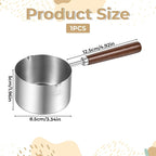 Mini Butter Warmer Stainless Steel Mini Pot 8.5 oz (250 ml) Minis Sauce Pan Cooking Pot Coffee Milk Warmer with Dual Spouts and Wooden Handle for Chocolate Butter Melting