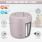 wiwens Thermo Food Jar for Hot Food Adults 32OZ Soup Thermo Lunch Containers Wide Mouth Vacuum Insulated Stainless Steel Leakproof Bento Box with Spoon (Purple)