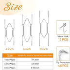 Bilillo 12 Pieces Invisible Wall Plate Hangers 4/6/8 Inches Wall Plate Hangers Stainless Steel Decorative with 12 Pieces Hook with Nails Suitable for 4-10 inch Decorative Antique and Arts(Silver)