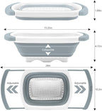 Qimh Collapsible Colander | Over The Sink Silicone Kitchen Strainers and Colanders with Extendable Handles | Veggies, Fruit and Pasta Foldable Strainer for Kitchen, 6-Quart, BPA Free