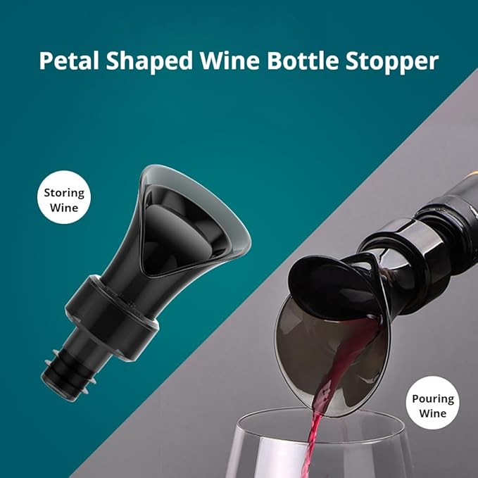 2-Pack Wine Aerator Pourer Spout With 2 Pack Wine Foil Cutter Tool, 2-in-1 Aerator Wine Pourer Wine Stopper, No Drip and No Spill Aerator for Wine Lovers, Gift Box Included - Black