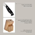 Martha Stewart Greeley 14 pc Triple- Riveted Cutlery Knife Acacia Wood Block Set w/Comfort Grip Handles- Black