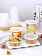 NEEBAKE 60 Set Deli Containers with Lids - 8oz 12oz 16oz 32oz Combo Plastic Food Storage Containers with Lids, Assorted Size To-Go Containers, Meal Prep Variety pack