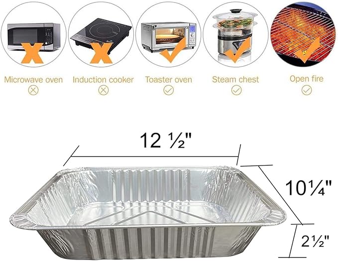 Waytiffer Aluminum Pans 9x13 Disposable Foil Pans (20 Pack) Half Size Deep Steam Table Pans Heavy Duty Extra Thick for Baking, Cooking, Roasting, Heating, Serving & Lining Steam-Table Trays