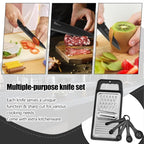 HaWare Knife Set, 21 Pieces Stainless Steel Kitchen Knife Block Set, Black Chef Knife Sets with 6 Steak Kinves, Measuring Spoon & Slicer for Home, Sharp Blade & Light Weight Cutlery, Ergonomic Handle