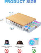 Sedegn Coffee Pod Holder Counter Coffee Vertuo Capsules Storage Organizer with Sliding Drawer Compatible For K-Cup Pods Nespresso Pods No Assembly Needed Oak Color