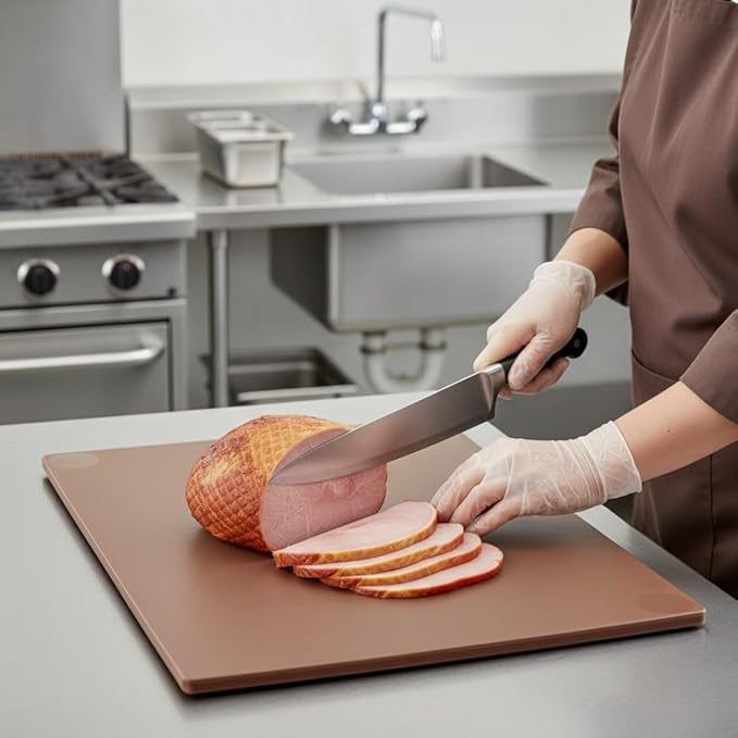 TrueCraftware- 24" X 18" X 1/2” Cutting Board for Kitchen Brown Color Plastic- Plastic Commercial Chopping Board Anti Slip Surface Chopping Food Cutting Mat for Meat Vegetables Dishwasher Safe