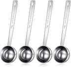 Geiserailie 4 Pcs 2 Tablespoon Scoops with Long Handle, 30 ml Stainless Steel Measuring Spoon for Coffee Milk Fruit Powder, Loose Tea Dry, Spice Jar, Cooking Baking, and Other Dry Goods