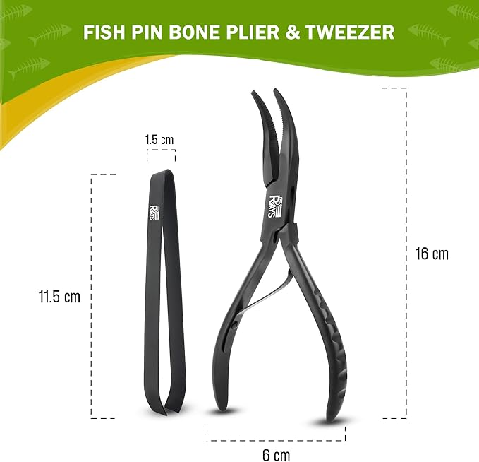 Fish Bone Pliers/Tweezers – Ergonomic Non-Slip Grip, Food-Grade Stainless Steel Deboner | Pin Bone Remover for Salmon, Trout & All Fish