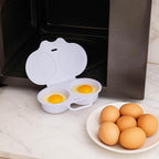 Egg Poacher Microwave,White Microwave Egg Poacher 2 Eggs,2 Cavity Nonstick Poached Eggs Maker With Lid,Microwaves Egg Cooker 2 Eggs,Kitchen Dining Specialty Cookware