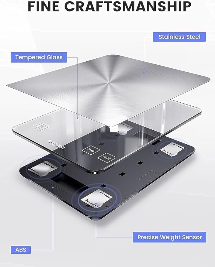 33lb Food Scale, NASA-Grade Digital Kitchen Scale, Precisely Measures Grams and Ounces for Baking and Cooking, Waterproof Tempered Glass & Stainless Steel Platform
