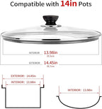 14 Inch Pan Lid, 14'' Frying Pan Lids, Tempered Glass Cast Iron Lid for Skillets, Fry Pan, Wok Pot (14 inch)