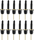 Pafusen 12 Pack Liquor Bottle Pourers, Liquor Pour Spout for Liquor Bottles, Stainless Steel Olive oil Dispenser Spout, Alcohol Pourer Spouts Dust Caps Long Covers, Gold