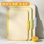 Cutting Boards for Kitchen, Plastic Cutting Board Set of 3,Colorful Chopping Boards With Storage Stand,Food Icon,Non-Slip, Meat Cutting Board For Kitchen,Dishwasher Safe （13.3"X 9.8" X 2.3" ）