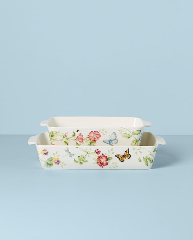 Lenox Butterfly Meadow Rectangular Baker 2-Piece Set, 9.70, Multi