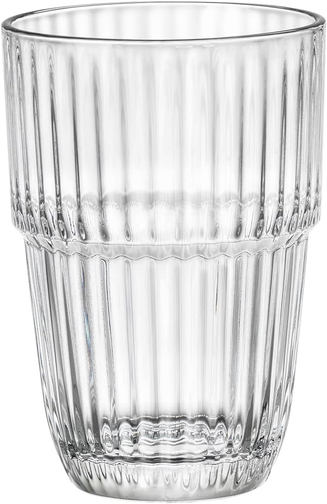 Bormioli Rocco Barshine 12.88 oz. Long Drink Stackable Tempered Drinking Glasses, Set of 6, Clear