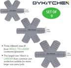 BYKITCHEN Pan Protectors with Stars, Larger & Thicker Pan Separators Protectors, Set of 9 and 3 Different Sizes, Pot Protectors for Stacking and Protecting Your Cookware