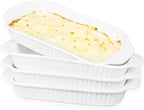 Small Au Gratin Baking Dish with Handles 7 x 4, Set of 4, 8.5 Oz Ceramic Casserole Dishes, for Oven Roasting, Au Gratin Pans Set for Individual portion, Lasagna, Pie, Gratin, Kitchen Home