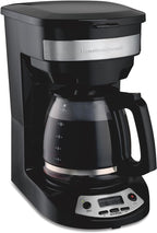 Hamilton Beach 12 Cup Programmable Drip Coffee Maker Machine, Regular & Bold Brew Options, Auto Pause and Pour, Glass Carafe, Black with Stainless Accents (46299J)
