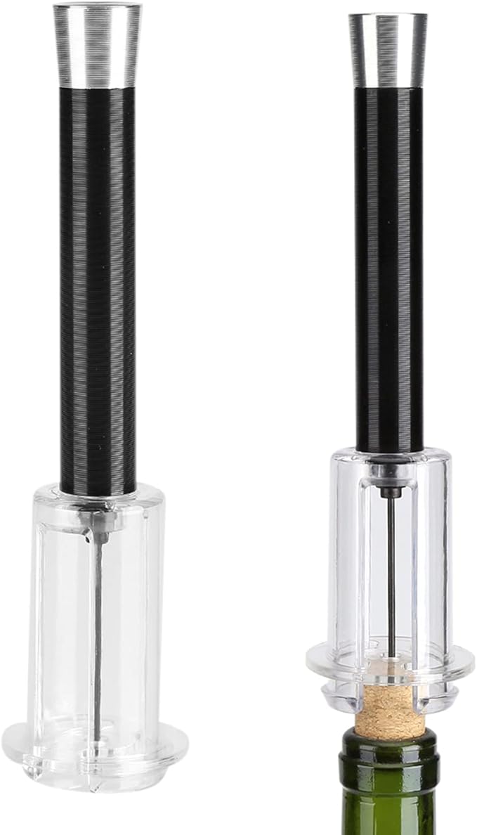 Air Pressure Wine Bottle Opener, Black Cork Remover Corkscrew Tool for Home Bar Restaurant, 1.97 x 7.68 Inch