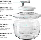 KEOUKE Manual Salad Spinner - Hand-Crank Vegetable & Lettuce Dryer for Washing, Spinning, and Draining Greens, Fruits, and Vegetables - Food-Grade Material, Easy-Clean Detachable Parts 4.2Qt.