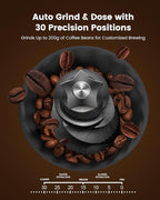 (2026 Upgrade) 20 Bar Espresso Machine with Built-in Anti-Clog Coffee Grinder, Expresso Coffee Machines with Milk Steam Wand/Frother/Tamping Tools,Espresso Maker with Grinder for Lattes-White