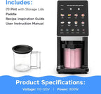 Ice Cream Maker & 10-in-1 Frozen Treat Maker, 20 oz 1 Pint, Mix-In + Re-Spin for Creamy Texture, Gelato, Sorbet, Slushie, Frozen Yogurt & Smoothie Bowls Machine for Homemade, Recipe Guide