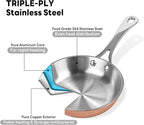 Macevia 0.12QT Mini Sauce Pan, 18/10 Stainless Steel Butter Warmer, Small Pot with Handle, Ideal for Kitchen, Restaurant, Camping & RV Use (4 Inch) - Copper