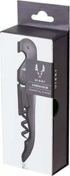 Viski Gunmetal Signature Double Hinged Waiters Corkscrew Wine Opener, Stainless Steel with Built-in Bottle Opener & Foil Cutter for Home Bar, Kitchen, Travel, Gifts for Wine Lovers, Set of 1, Black