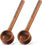 2 Pcs Coffee Scoop 8 in Long Handle Wooden Measuring Spoons Tablespoon Ground Coffee Scoop Long Wooden Scoops for Canisters Deep Jars Kitchen Tools Utensils Cooking Mixing Stirrer