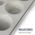 Martha Stewart Gallen 12-Cup Nonstick Carbon Steel Muffin and Cupcake Pan – Cool Grey, Durable Bakeware for Even Baking and Easy Release