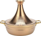 Moroccan Tagine Cooking Pot,Stainless Steel Non Stick Moroccan Casserole with 2 Handles,Large Moroccan Cooker Handmade Tagine Pot with Cone-Shaped Lid(23cm, Rose Gold)