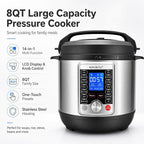 KINGBULL 14-in-1 Electric Pressure Cooker 8 Quart, Stainless Steel Multi Cooker with LCD Display and Knob Control, Slow Cooker, Rice Cooker, Steamer, Sauté, Yogurt Maker, Warmer, DIY Mode