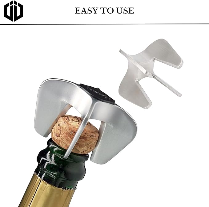 Imbibe & Indulge - Champagne Opener Tool - Portable Stainless Steel Corkscrew, Easy Twist Design, Non-Slip Grip, Durable Bottle Opening Tool - Wine and Champagne Bottle Opener, Champagne Cork Remover