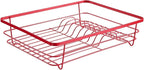 Dish Drying Rack 3 Piece Dish Drainer with Drainboard Set for Kitchen Counter ✅– Dish Rack with Removable Utensil Holder & Swivel Spout for Countertop ✅– DishRack for Plates, Cups & Organization, Red