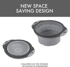 Dexas 8" Collapsible Silicone Colander in Cool Grey, Kitchen Strainer with Handles, 7.2 Cup Capacity | BPA-Free, Heat-Resistant, Space-Saving Kitchen Tool