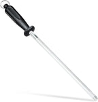 Knife Sharpener Rod, Kitchen Knives Sharpener Carbon Steel Professional Knife Sharpening Steel, Honing Rod with Hanging Holes (13 inches)