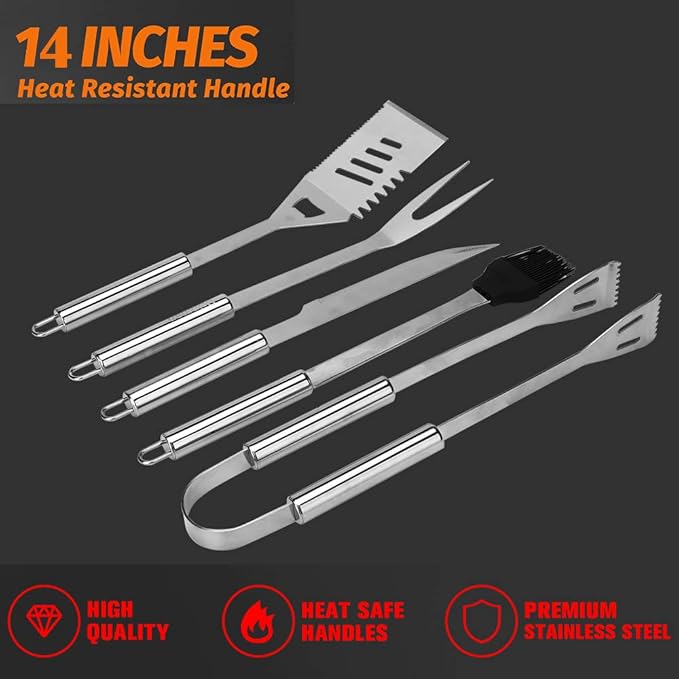 Brinman BBQ Tools & Grill Set, 19PCS Stainless Steel Grilling Accessories Kit in Case, Grill Utensil Set,Grill Sets for Men with Spatula, BBQ Gifts for Men, Women, Dad,Grills Tools.